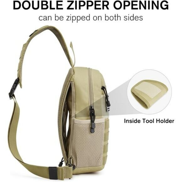Tactical Sling Backpack Small Shoulder Bag for Hiking Travel Outdoor Sports - Picture 7 of 8